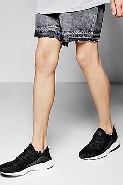 Boohoo Acid Wash Denim Shorts With Raw Edge