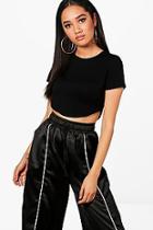 Boohoo Petite Jessy Curved Hem Short Sleeve Top