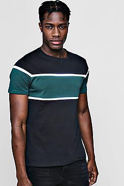 Boohoo Colour Block Chest Panel T Shirt
