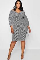 Boohoo Plus Stripe Off Shoulder Wrap Midi Dress