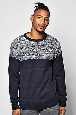 Boohoo Colour Blocked Mixed Yarn Jumper
