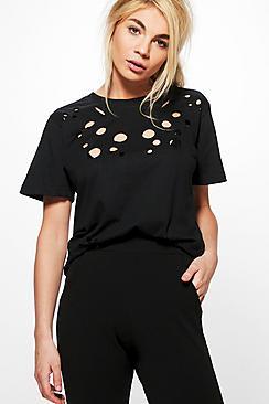 Boohoo Bethany Distressed Oversized T-shirt