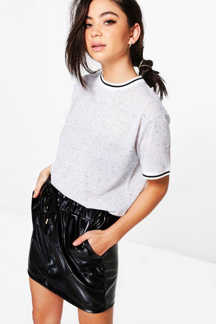 Boohoo Grace Slub Basic Ringer Tee White