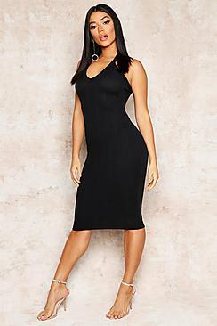 Boohoo Deep Plunge Bandeau Midi Dress