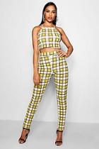 Boohoo Zoey Checked Crop Top And Trouser Co-ord