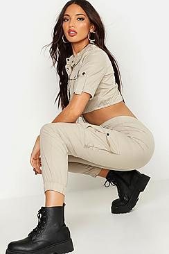 Boohoo Woven Utility Cropped Top & Trouser Co-ord