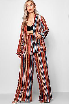 Boohoo Plus Jenna Stripe Belted Jacket