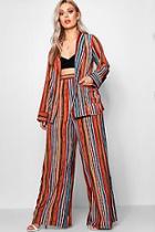 Boohoo Plus Jenna Stripe Belted Jacket