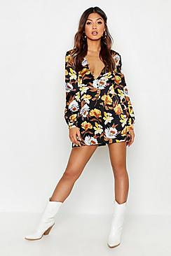 Boohoo Floral Button Detail Romper