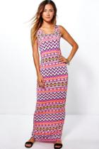 Boohoo Alice Printed Maxi Dress Pink