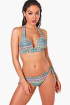 Boohoo Bahamas Aztec Push Up Triangle Bikini