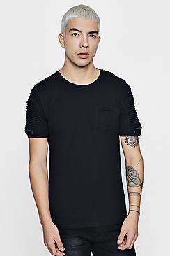 Boohoo Zip Biker T-shirt With Step Hem