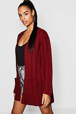 Boohoo Tall Wide Rib Slouchy Cardigan