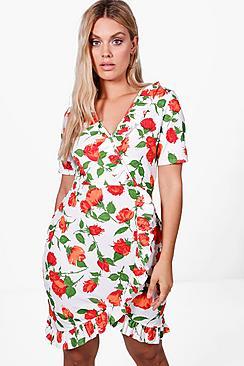 Boohoo Plus Hollie Floral Wrap Dress