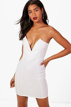 Boohoo Poppy Deep Plunge Bodycon Mini Dress