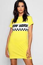 Boohoo Ashley New York Slogan T Shirt Dress