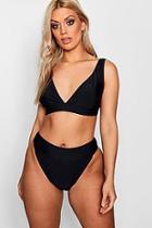 Boohoo Plus Lyndsey Deep Plunge High Leg + Waist Bikini