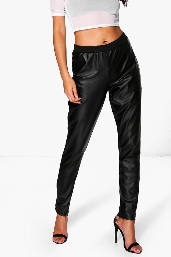Boohoo Hilda Leather Look Legging Black