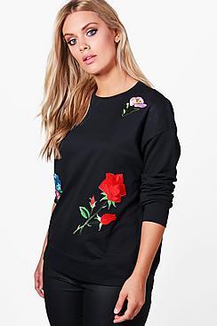 Boohoo Plus Katy Oversized Badge Applique Sweat Top