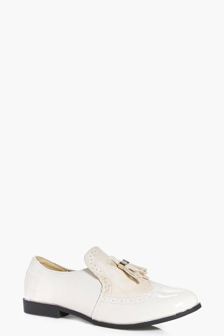 Boohoo Sophie Tassel Front Loafer Nude