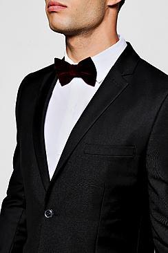 Boohoo Burgundy Velvet Bow Tie