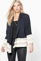 Boohoo Aaliyah Tassel Trim Kimono Jacket