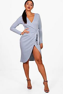 Boohoo Wrap Front Tie Dress