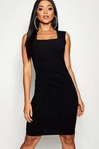 Boohoo Square Neck Rouche Mini Dress