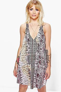 Boohoo Trixy Coloured Snake Strappy Dress