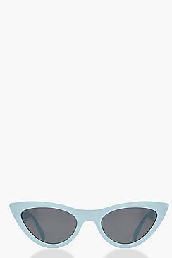 Boohoo Pastel Blue Skinny Cat Eye Sunglasses