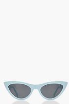 Boohoo Pastel Blue Skinny Cat Eye Sunglasses