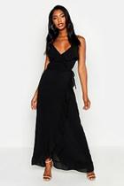 Boohoo Woven Ruffle Wrap Maxi Dress