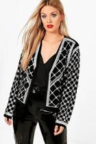 Boohoo Plus Lucinda Beaded Velvet Trophy Jacket