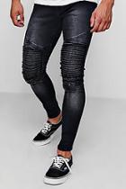 Boohoo Super Skinny Fit Jeans With Biker Rip