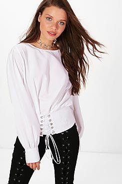 Boohoo Olivia Corset Detail Blouse