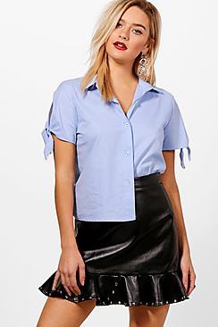 Boohoo Ellie Tie Sleeve Shirt