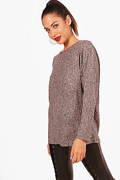 Boohoo Oversized Marl Knit Rib Top