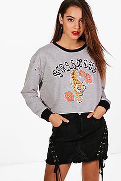 Boohoo Charlie Oriental Ring Detail Sweatshirt