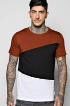 Boohoo Long Line Step Hem Splice T-shirt Red