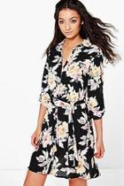 Boohoo Tall Iona Floral Woven Shirt Dress