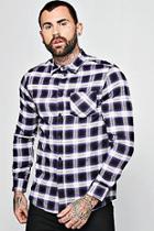 Boohoo Purple Long Sleeve Regular Fit Check Shirt