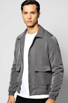 Boohoo Woven Harrington Jacket With Zip Detail Sleeve Grey