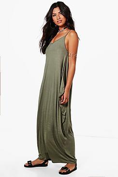 Boohoo Indi Drape Side Maxi Dress