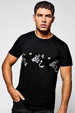 Boohoo Floral Mesh Panel T-shirt