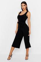 Boohoo Crepe Paperbag Tie Waist Culottes