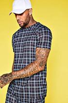 Boohoo Jersey Printed Checked Longline Tee Co-ord