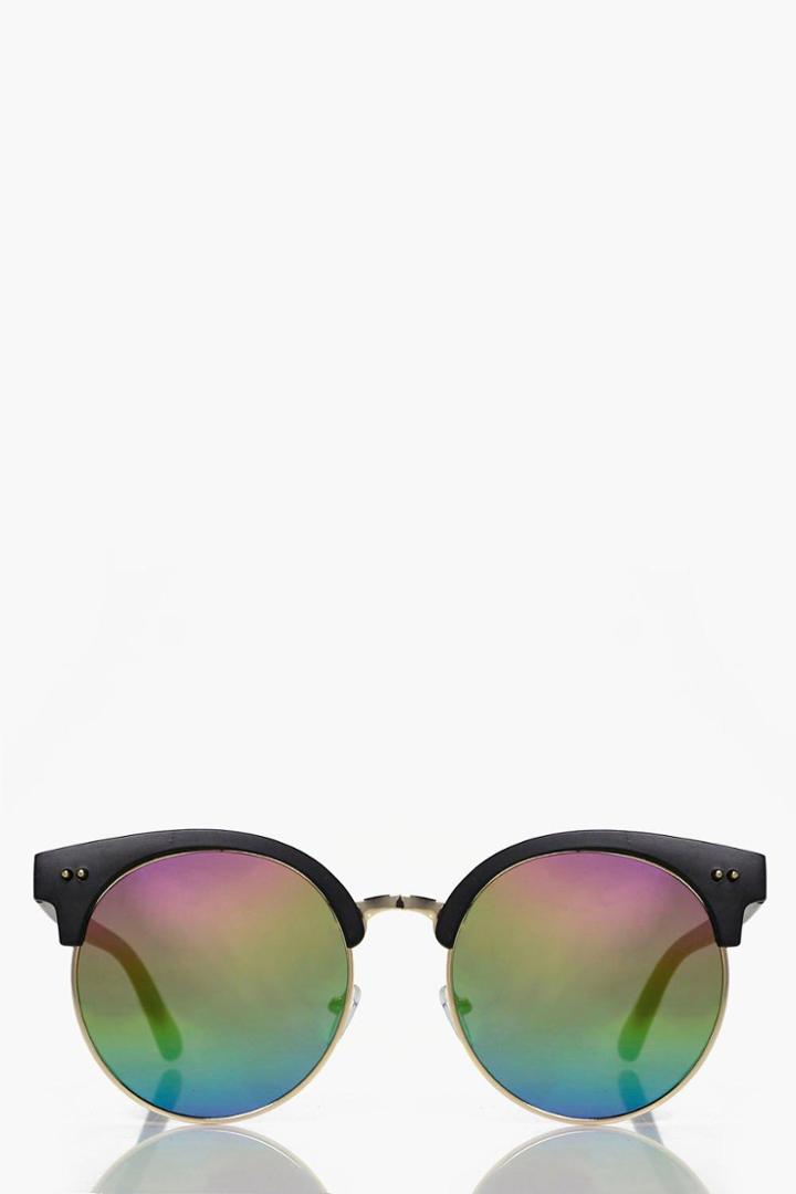 Boohoo Caroline Rainbow Lens Sunglasses Black