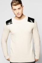 Boohoo Knitted Jumper With Biker Details Oatmeal
