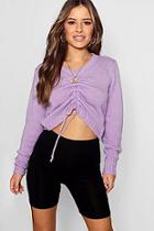 Boohoo Petite Ruched Front Knitted Crop Top