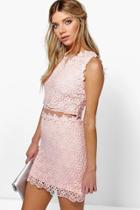 Boohoo Boutique Lucy Lace Double Layer Bodycon Dress Pink